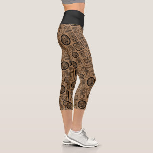 Stammesmasken-Muster der alten MAYA 1 Capri Leggings