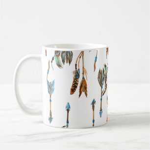 Stammespfeile: Wasserfarben-Vintage-Illustration. Kaffeetasse