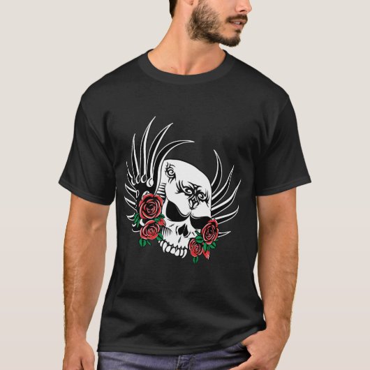 Stammesschädel mit Rose T-Shirt (Vorderseite)