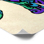 Stammestattoo-Elefant in Lila Blau und Grün Poster (Ecke)