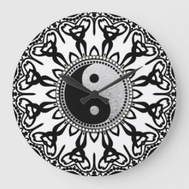 Stammestern Schwarz+Weiß YinYang Balance Ihre Zeit Große Wanduhr