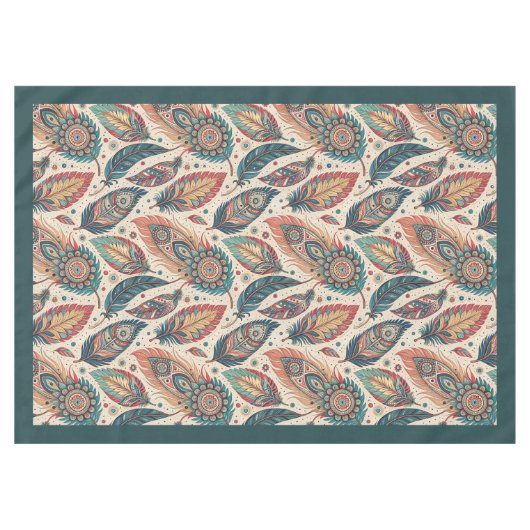 Stammesternative, pastellfarbene, ethnische Ureinw Tischdecke (Vorderseite (Horizontal))