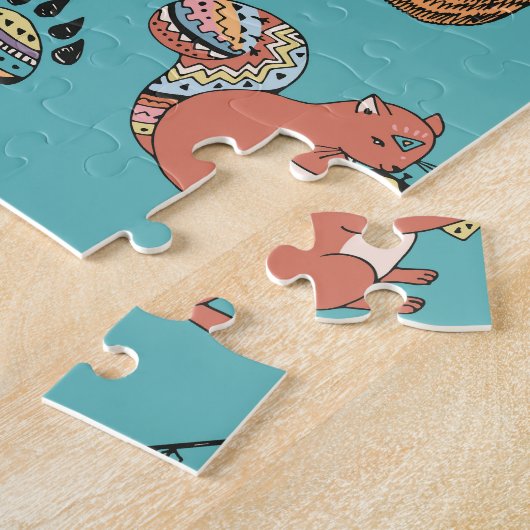 Stammestiere: Waldwaldmuster. Puzzle (Seite)