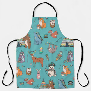 Stammestiere: Waldwaldmuster. Schürze