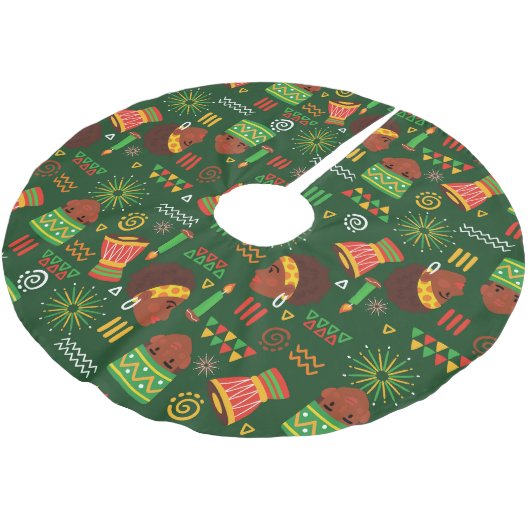 Stammesurlaub in Afrika Polyester Weihnachtsbaumdecke (Schrägansicht)