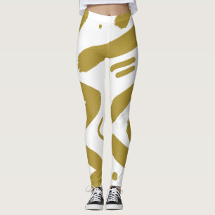 Stammesweiß und Gold Leggings