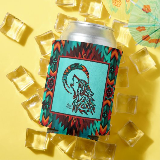 Stammeswolf, der auf dem Mond herumwirbelt, kann s Dosenkühler (In Situ Sommer)