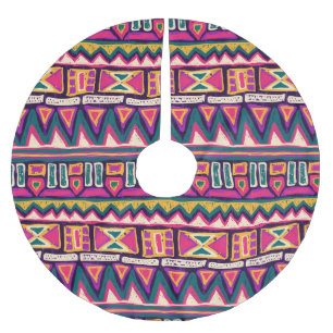 Stammeszeichnungen: handgezeichnet Aztec-Muster. Polyester Weihnachtsbaumdecke
