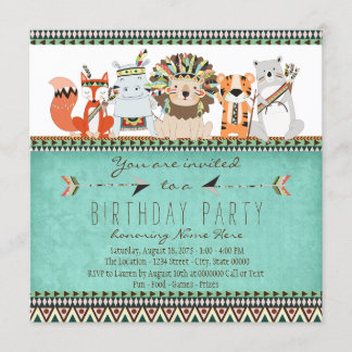 Stammetier Kids Native American Birthday Party Einladung