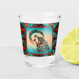 Stammewolf heult am Mondschuss Schnapsglas