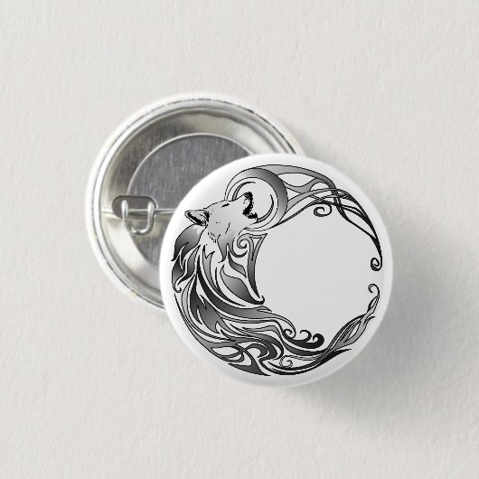 Stammewolf - Schattiert Button (Vorne & Hinten)