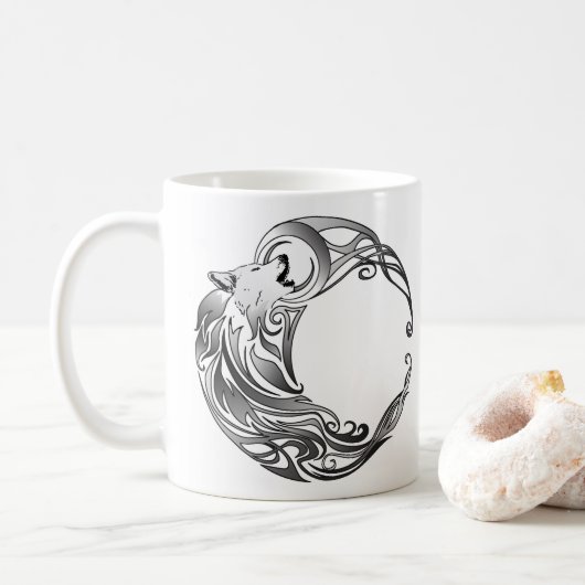 Stammewolf - Schattiert Kaffeetasse (Mit Donut)