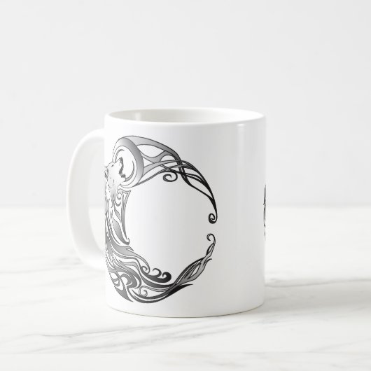 Stammewolf - Schattiert Kaffeetasse (Vorderseite Links)