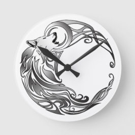 Stammewolf - Schattiert Runde Wanduhr