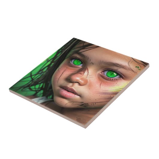 Stammkids | Futuristische Mädchen glühen grüne Aug Fliese (Seite)