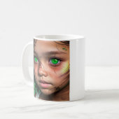 Stammkids | Futuristische Mädchen glühen grüne Aug Kaffeetasse (Vorderseite Links)