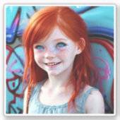 Stammkids | Hübsches kleines Rotkopfmädchen Aufkleber (Vorderseite)