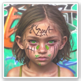 Stammkids | Urban Futuristic Girl Green Eyes Aufkleber