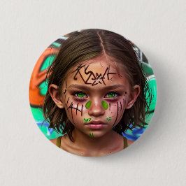 Stammkids | Urban Futuristic Girl Green Eyes Button