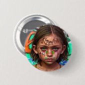 Stammkids | Urban Futuristic Girl Green Eyes Button (Vorne & Hinten)