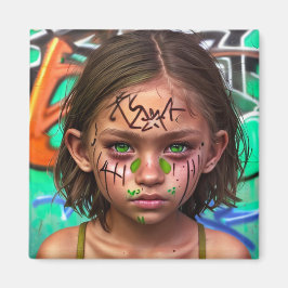 Stammkids | Urban Futuristic Girl Green Eyes Magnet