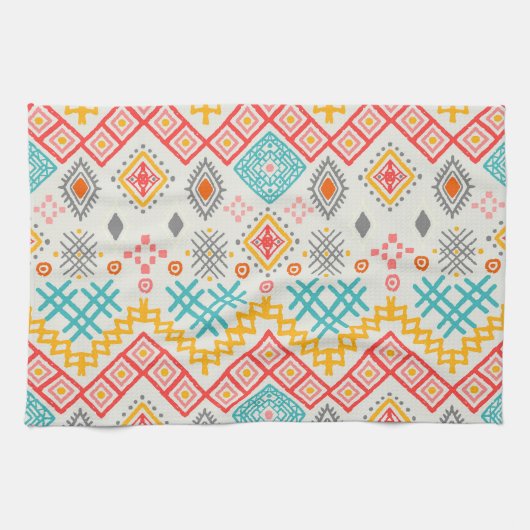 Stammkunst: boho geometrischer Druck. Geschirrtuch (Horizontal)