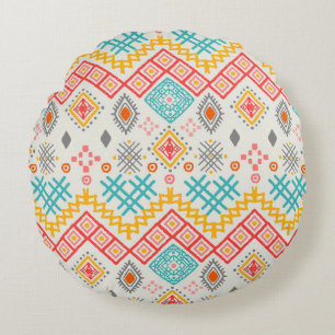 Stammkunst: boho geometrischer Druck. Rundes Kissen