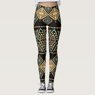 Stammkunst, ethnisch geometrisches, buntes Muster. Leggings