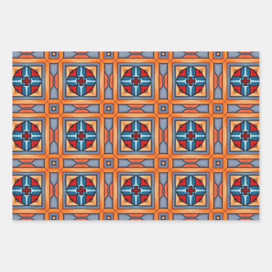 Stammkunst im fett-farbigen Muster Set 11 Geschenkpapier Set (Vorderseite 3)