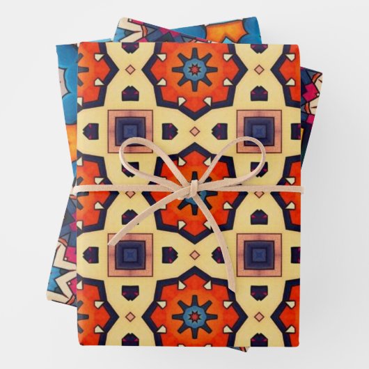 Stammkunst in kühlen Farbmustern Set 2 Geschenkpapier Set (Beispiel)