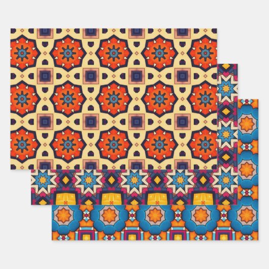 Stammkunst in kühlen Farbmustern Set 2 Geschenkpapier Set (Set)