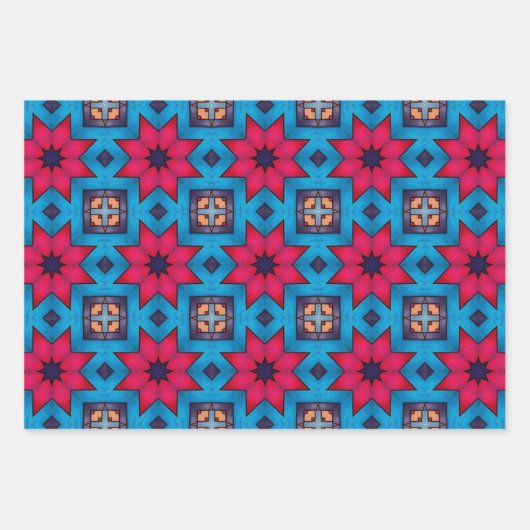 Stammkunst in kühlen Farbmustern Set 3 Geschenkpapier Set (Vorderseite 3)