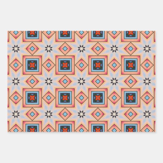 Stammkunst in kühlen Farbmustern Set 3 Geschenkpapier Set (Vorderseite 2)