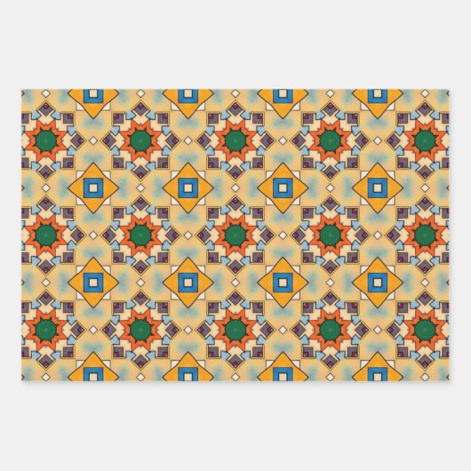 Stammkunst in kühlen Farbmustern Set 3 Geschenkpapier Set (Vorderseite)