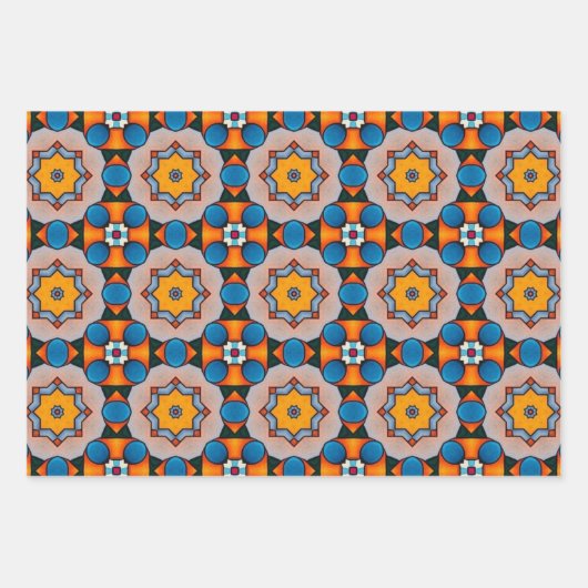 Stammkunst in kühlen Farbmustern Set 4 Geschenkpapier Set (Vorderseite 3)