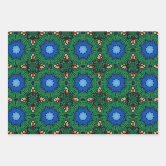 Stammkunst in kühlen Farbmustern Set 4 Geschenkpapier Set (Vorderseite 2)