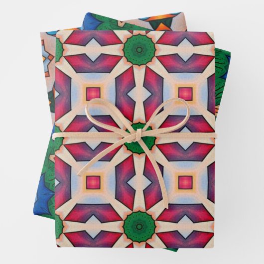 Stammkunst in kühlen Farbmustern Set 4 Geschenkpapier Set (Beispiel)