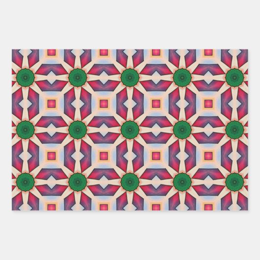 Stammkunst in kühlen Farbmustern Set 4 Geschenkpapier Set (Vorderseite)