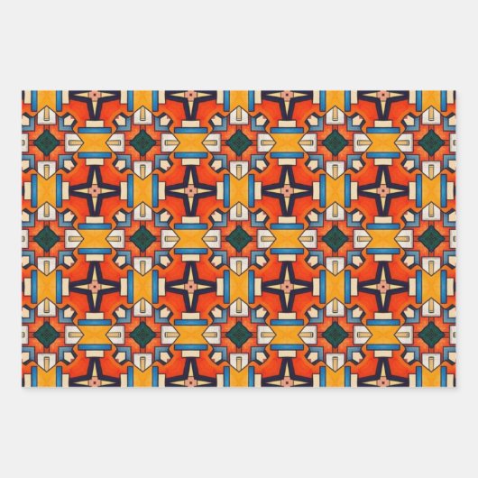 Stammkunst in kühlen Farbmustern Set 6 Geschenkpapier Set (Vorderseite 2)