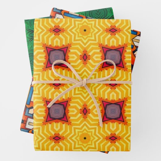 Stammkunst in kühlen Farbmustern Set 6 Geschenkpapier Set (Beispiel)