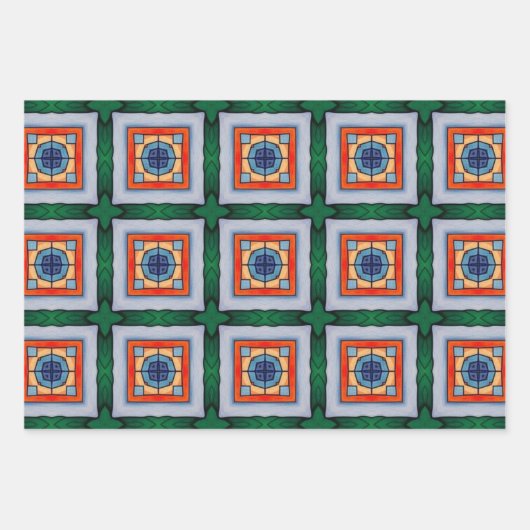 Stammkunst in kühlen Farbmustern Set 7 Geschenkpapier Set (Vorderseite 3)