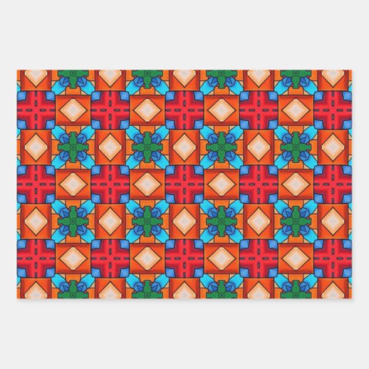 Stammkunst in kühlen Farbmustern Set 7 Geschenkpapier Set (Vorderseite)