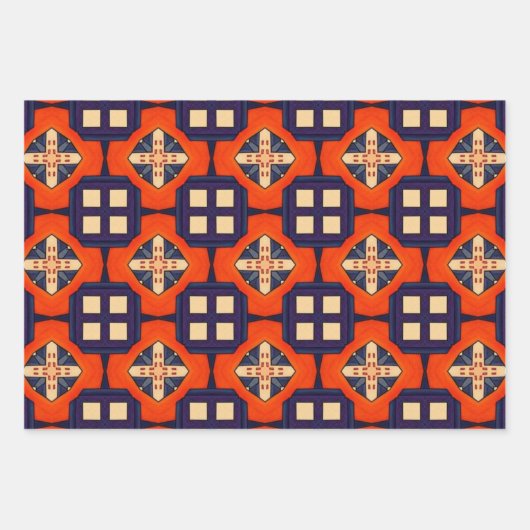 Stammkunst in kühlen Farbmustern Set 8 Geschenkpapier Set (Vorderseite 2)