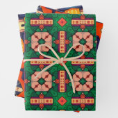 Stammkunst in kühlen Farbmustern Set 8 Geschenkpapier Set (Beispiel)