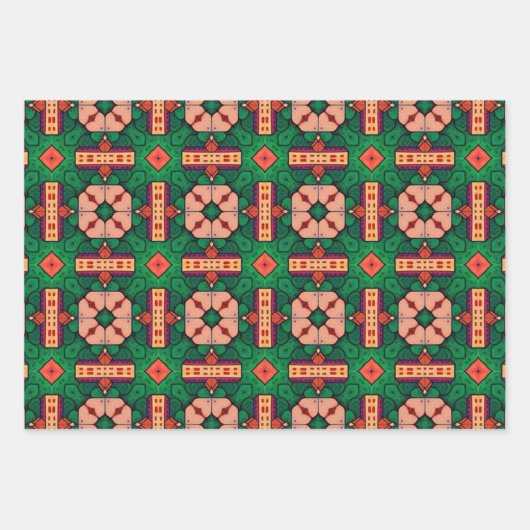 Stammkunst in kühlen Farbmustern Set 8 Geschenkpapier Set (Vorderseite)