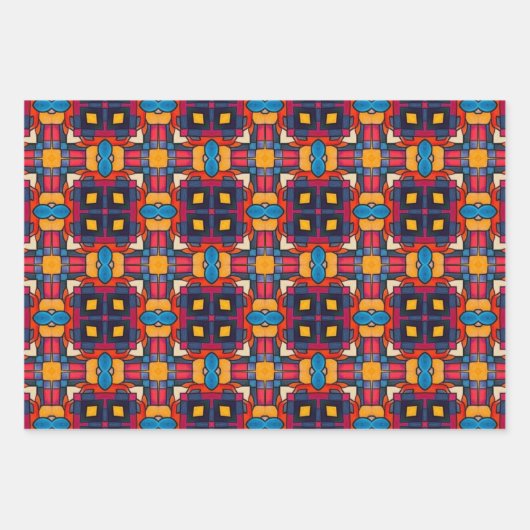 Stammkunst in kühlen Farbmustern Set 9 Geschenkpapier Set (Vorderseite 3)