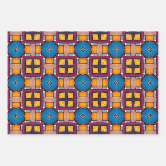 Stammkunst in kühlen Farbmustern Set 9 Geschenkpapier Set (Vorderseite 2)