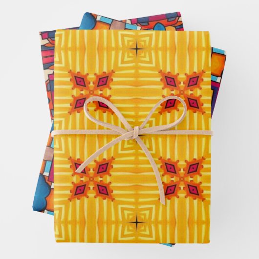 Stammkunst in kühlen Farbmustern Set 9 Geschenkpapier Set (Beispiel)