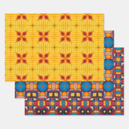 Stammkunst in kühlen Farbmustern Set 9 Geschenkpapier Set