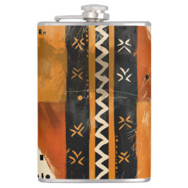 Stammmotive in Schwarz- und Erdtönen Flachmann